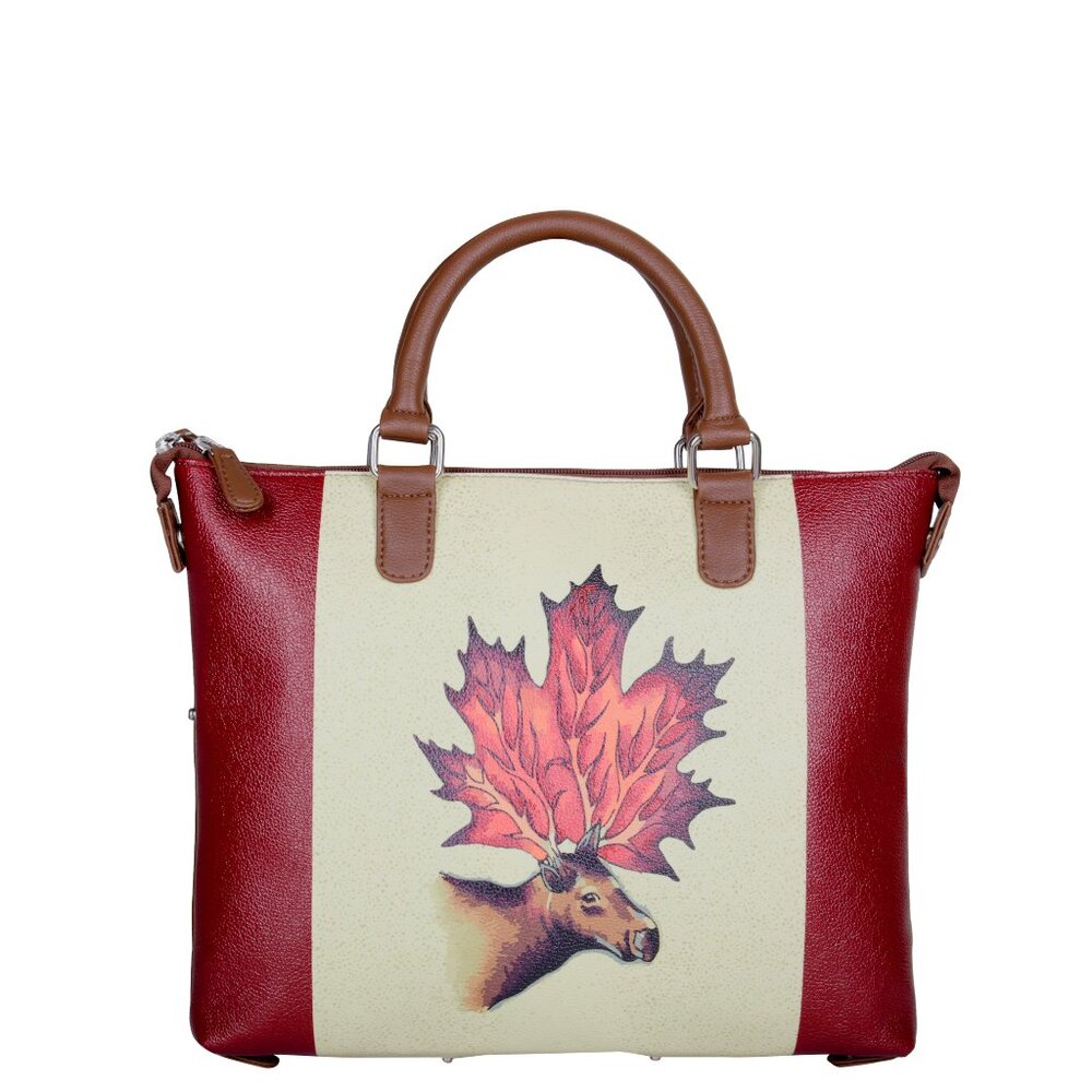 Printed Vegan Leather 3-in-1 Convertible Top Handle Crossbody Bag for Women